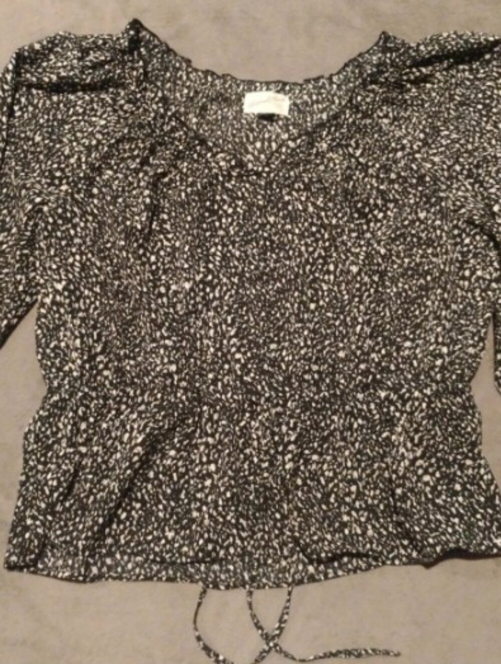 Universal Thread Black White Abstract Print Peplum Blouse - L